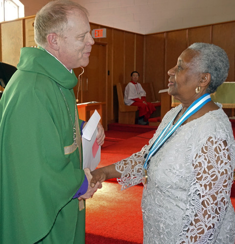 Bishop Andrew bestowed the Order of the Diocese of Toronto (ODT) on parishioner Pansy Stewart